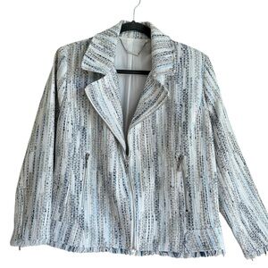 NWT Elie Tahari Women's Tweed Fringe Striped Blazer